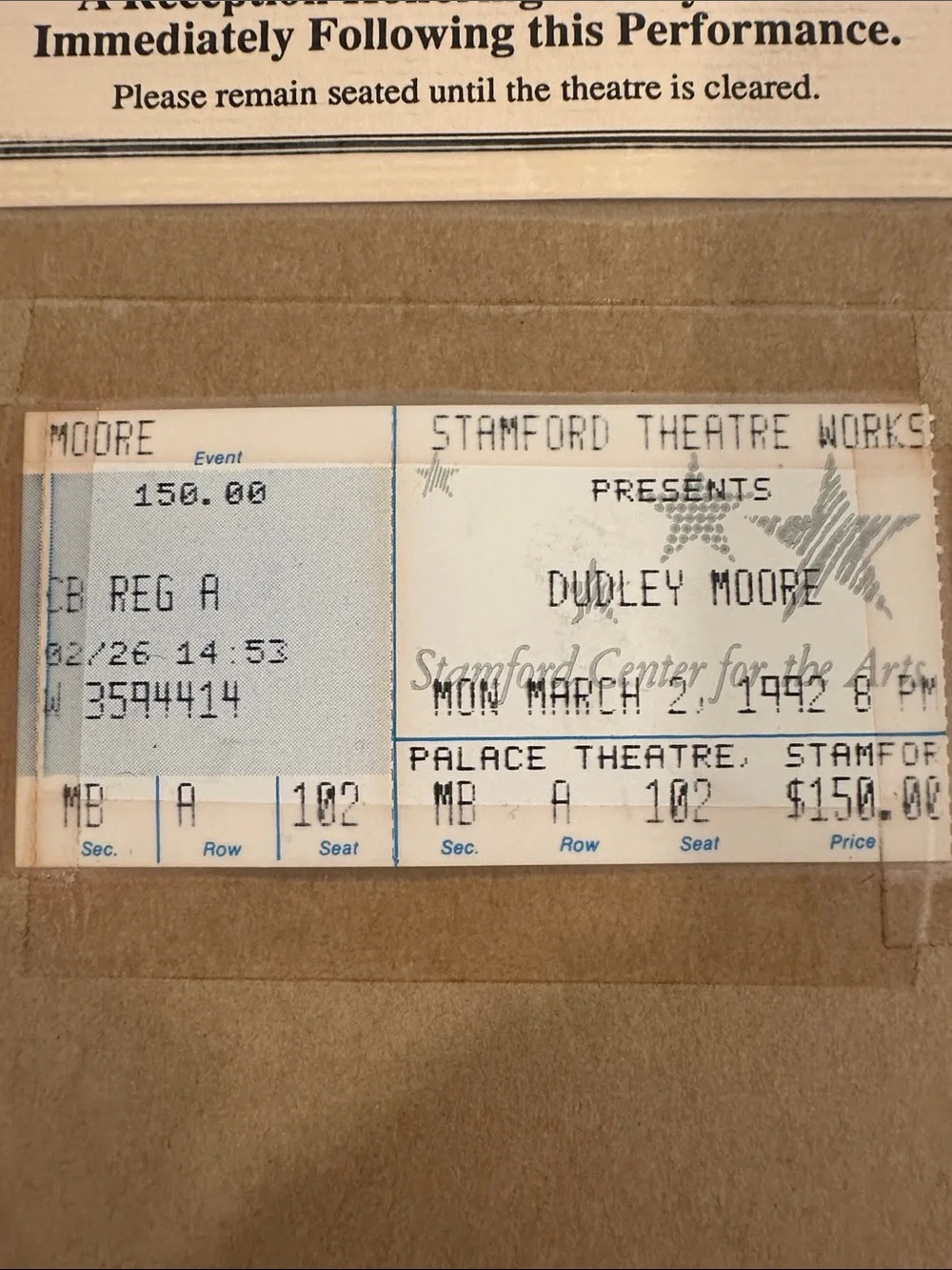 Vintage Dudley Moore Framed Autographed Theatre Poster